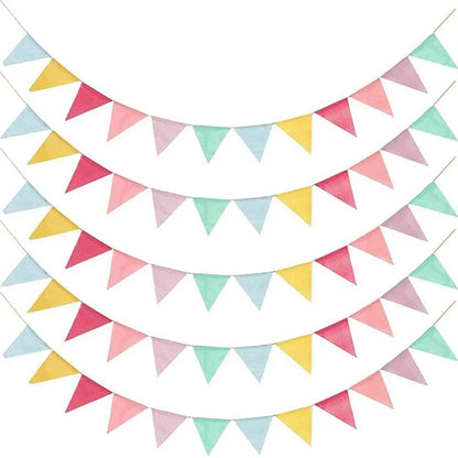 Colourful Jute Linen Pennant Flags Festival Bunting Banners Party Hanging Wedding Hanging Banner Party Garland for Home Decor Beauty World Shop