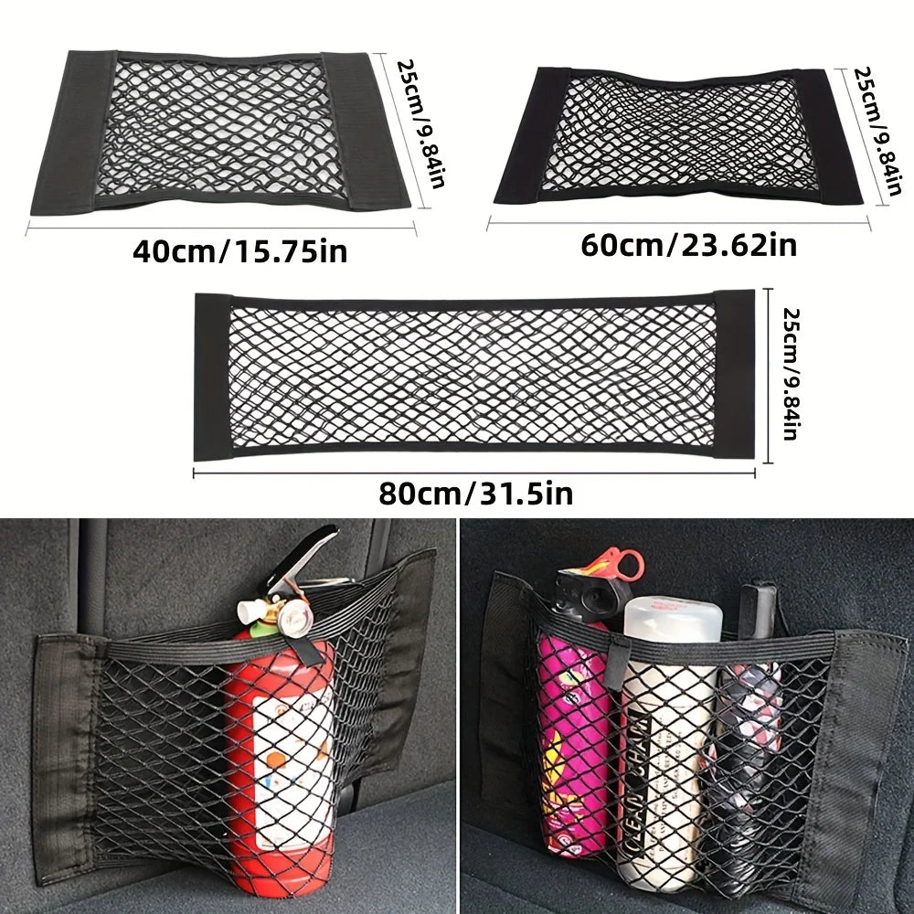 Universal Car Storage Bag Double Mesh Trunk Storage Net Car Built-in Storage Bag Car Fire Extinguisher Fixed Net Anti-Slip Beauty World Shop