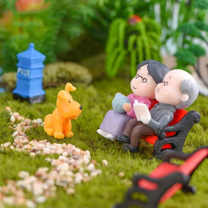 Mini Couple Figures Grandma Grandpa Sweety Lovers Old Couple Ornament for Fairy Garden Figurines Miniature Home Decoration Beauty World Shop