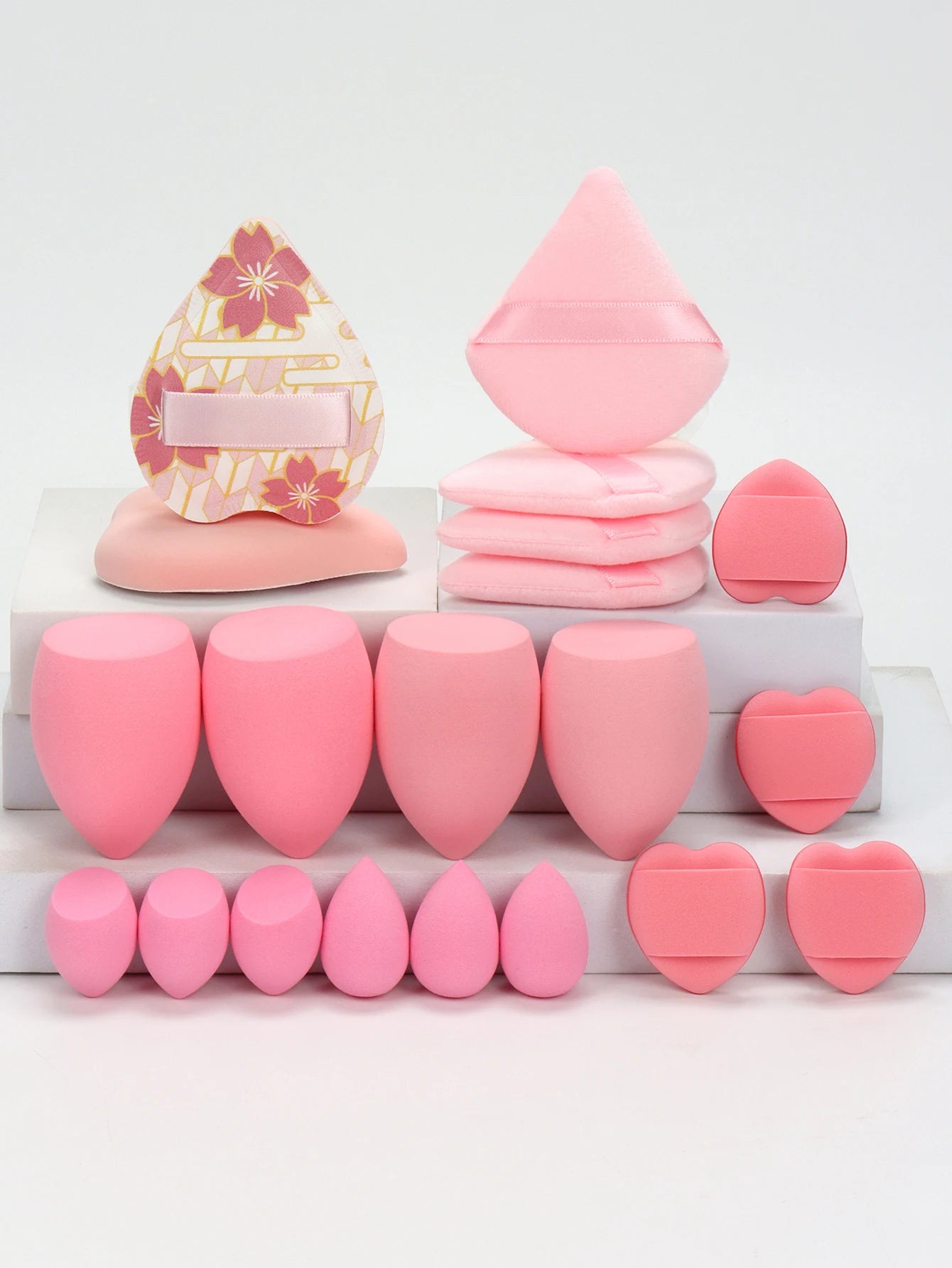 20 Pcs Pink Makeup Sponge and Makeup Puff Set Suitable for Face Cream and Powder Concealer Powder Makeup Machine Beauty World Shop