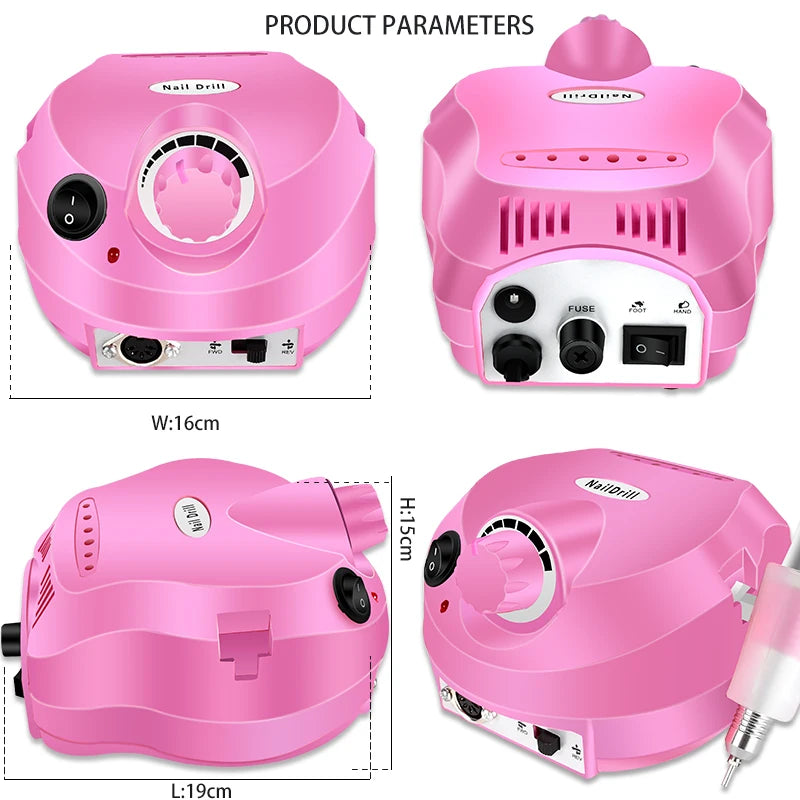 35000RPM Electric Nail Drill Professional Manicure Machine Nail Sander Set Nail Drill Bit Portable Nail Salon Polisher Equipment Beauty World Shop
