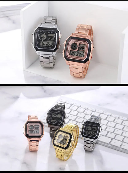 MAYZHISU Classic Men's Digital Watches Luxury Stainless Steel Strap Sport Watches Men Military Clock LED Sport Wristwatch Beauty World Shop