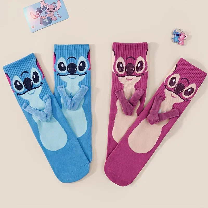 Disney Stitch Crew Socks Kawaii Soft Cotton Blend for Adults Kids Daily Wear Christmas Birthday Gift Beauty World Shop