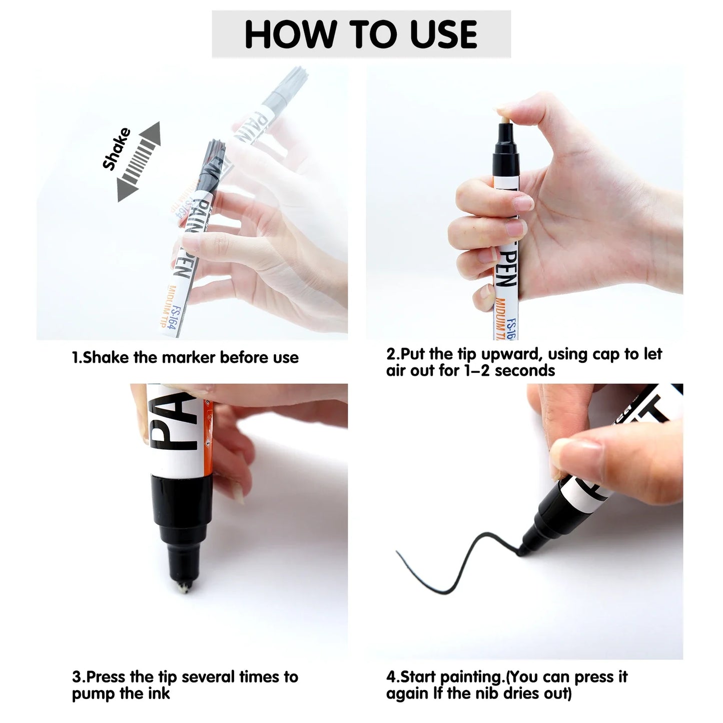 Black/White Oil Based Paint Pens, Permanent Marker for Metal, Wood, Canvas, Fabric, Plastic, Tire, Glass, Waterproof Beauty World Shop