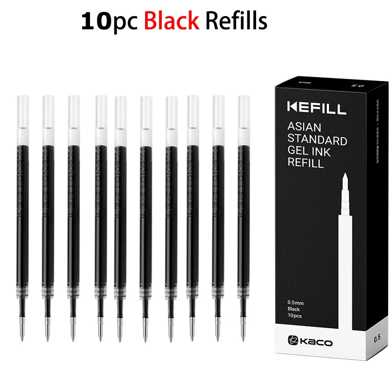 KACO Gel Pens Press Signature Pen Stationery Metal Pen Clip 0.5mm Black Ink Quicking Drying Large Capacity 800M Smooth Writing Beauty World Shop