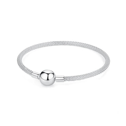 Original 925 Sterling Silver Bracelets Bangles Love Heart Clip Charms Beads Snake Chains For Women Rose Gold DIY Luxury Jewelry Beauty World Shop