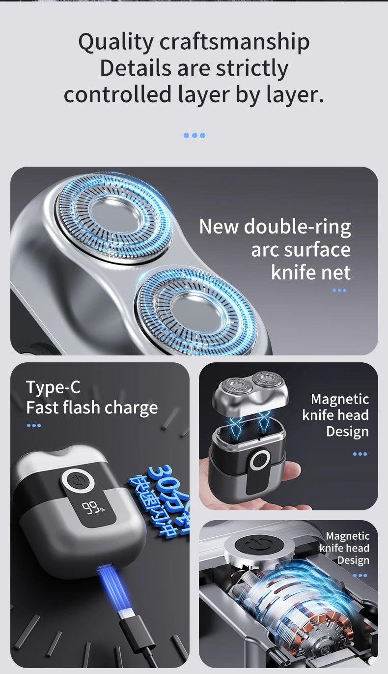 Mini electric shaver, compact and fast charging for home use, men's car shaver, portable for home use, gift for father and boyfr Beauty World Shop