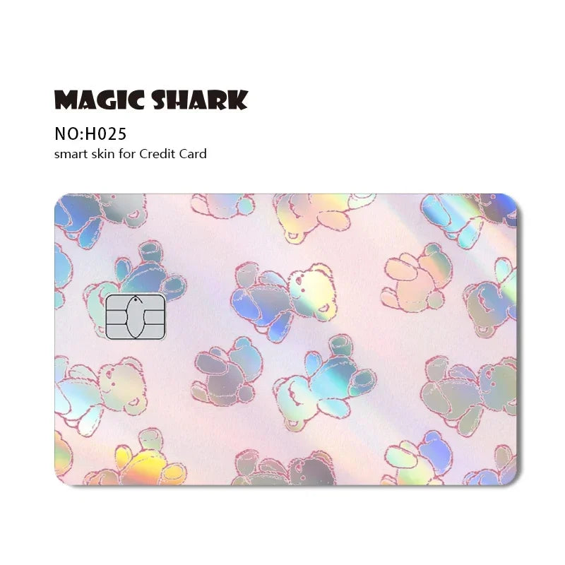 Magic Shark Skull Panda Hunter Broke Blue Eyes Dragon Laser Holographic Sticker Cover Film Skin for Credit Bank Debit Card Beauty World Shop