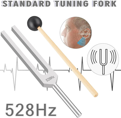 Miwayer Tuning Fork 528 Hz with Silicone Hammer and Cleaning Cloth Perfect Healing Musical Instrument for Stress Alleviation Beauty World Shop
