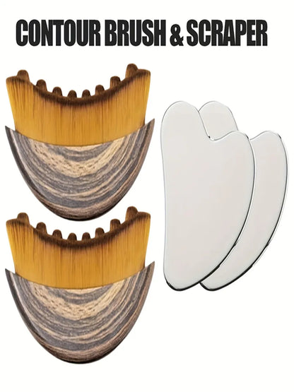 Contour brush scraping board set lymphatic contour facial brush stainless steel fascia knife firming lifting massage board Beauty World Shop