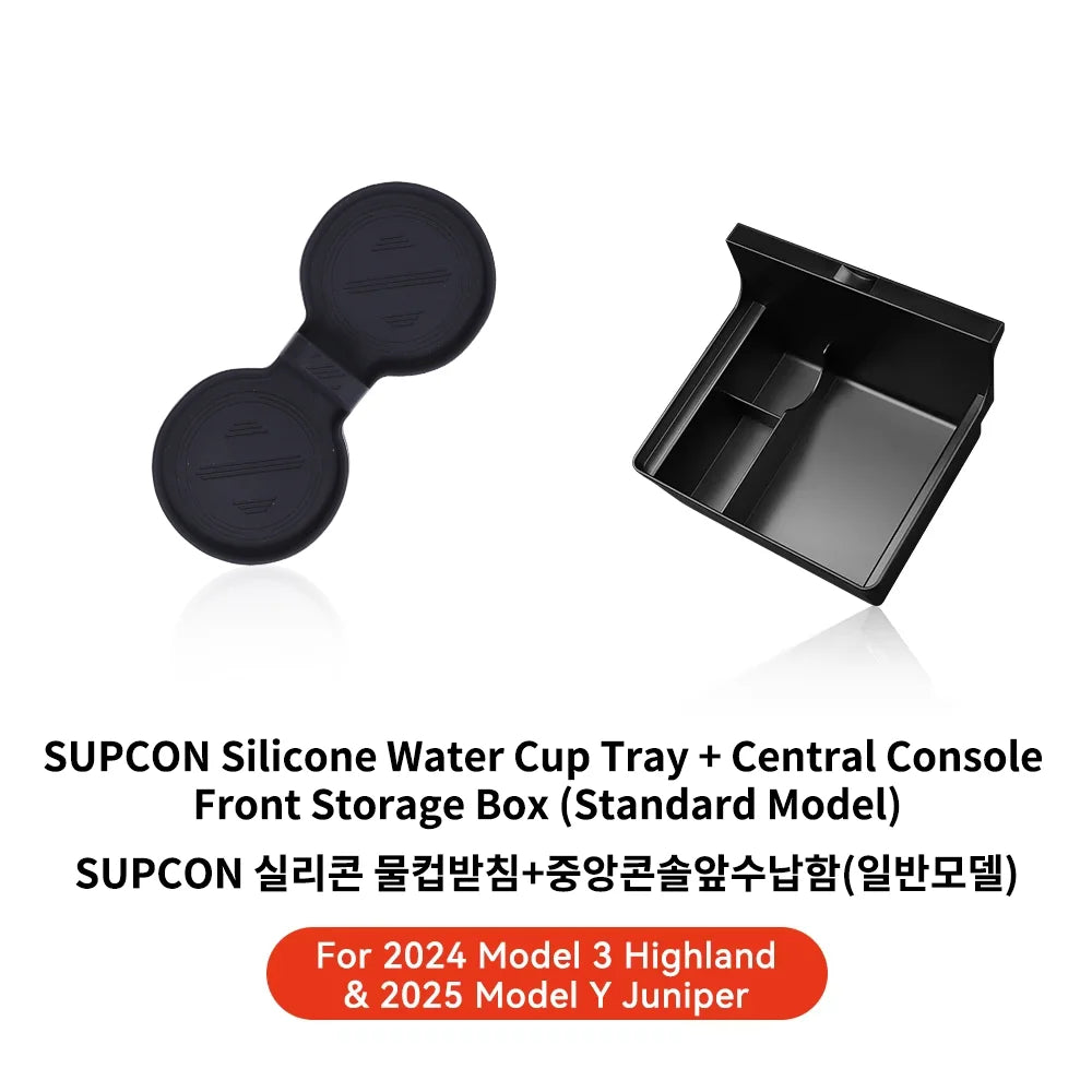YZ For Tesla Model 3 Highland 2024 Model Y Juniper 2025 Storage Box Center Armrest Hidden Box Cup Holder Organizer Accessories Beauty World Shop