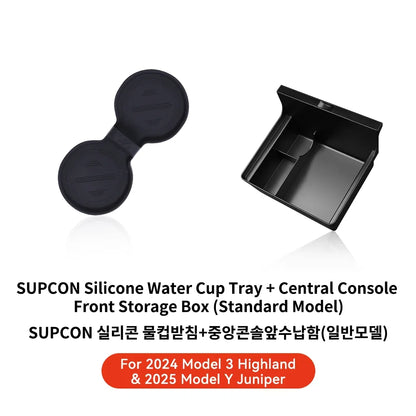 YZ For Tesla Model 3 Highland 2024 Model Y Juniper 2025 Storage Box Center Armrest Hidden Box Cup Holder Organizer Accessories Beauty World Shop