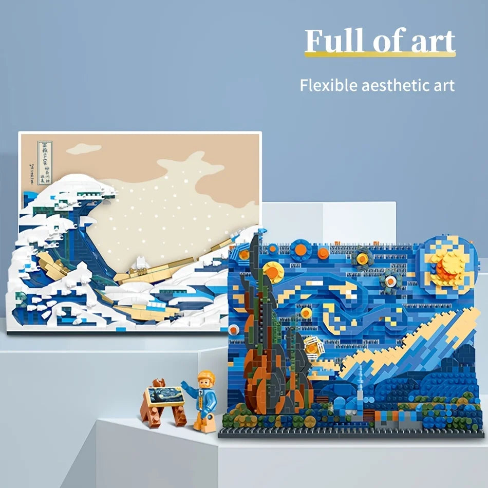 Pantasy Kanagawa Surfing Puzzle Ukiyo-E Building Block Decoration Creative Assembling Toy World Famous Painting Gift Beauty Fashion