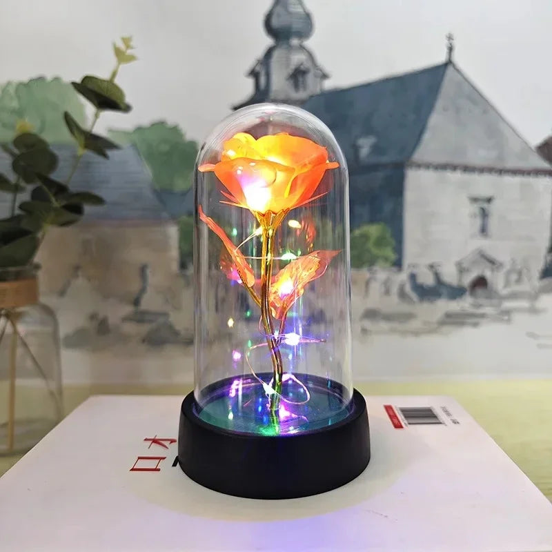 Artificial Rose Flowers Valentines Day Gift for Girlfriend Eternal Rose LED Light Foil Flower Wedding Decor Christmas Gifts Beauty World Shop