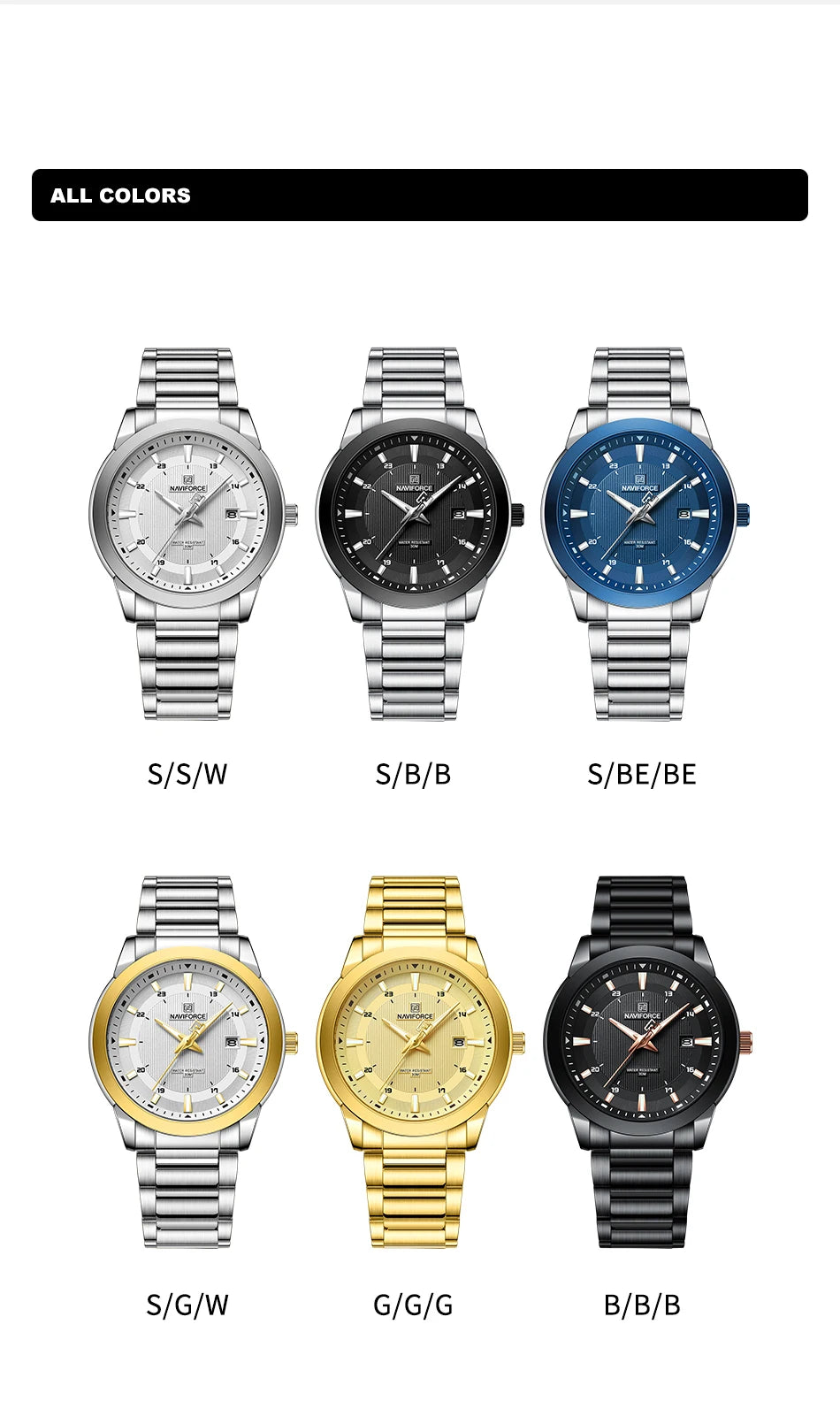 2024 Top Brand NAVIFORCE Mens Watches Stainless Steel Strap Casual Male Quartz Sports Wristwatch Luxury Waterproof Date Clock Beauty World Shop