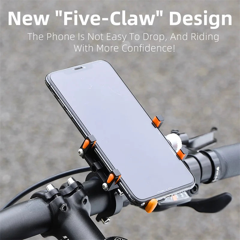 WEST BIKING Bicycle Mobile Phone Holder 360° Rotatable  Aluminum Alloy Phone Holder Five Claws Adjustable MTB Road Bike Bracket Beauty World Shop