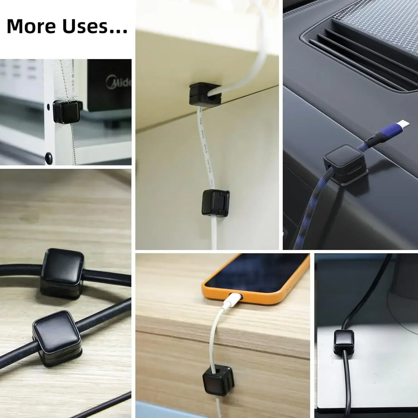 6PCS Magnetic Cable Clips Cable Smooth Adjustable Cord Holder Under Desk Cable Management Wire Keeper Cable Organizer Holder Beauty Trend Shop