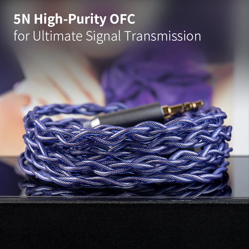 KBEAR Neon High-purity OFC Quad-cross IEM Headphone Cable 4 Core 3.5/4.4MM Balanced Replaceable HiFi Woven Structure Beauty World Shop