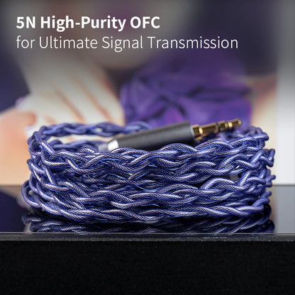 KBEAR Neon High-purity OFC Quad-cross IEM Headphone Cable 4 Core 3.5/4.4MM Balanced Replaceable HiFi Woven Structure Beauty World Shop