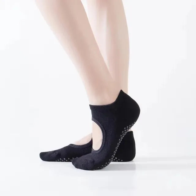 Backless Non-slip Fitness Yoga Socks Cotton Women Sport Pilates Socks Ballet Dance Slippers Barefoot Sock Workout for Gym Beauty World Shop