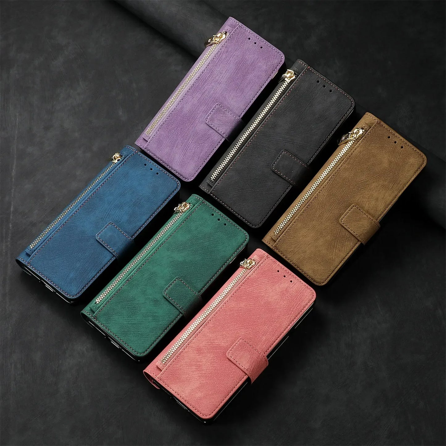 2 in 1 Magnetic Zipper Cards Solt Wallet Leather Case For Samsung Galaxy Z Fold 8 ultra 7 6 5  Wireless Charging Bag Purse Cover Beauty World Shop