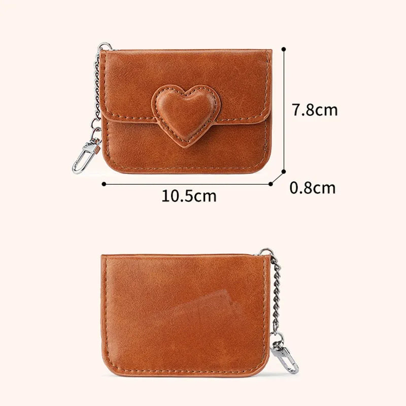 PULeather Card Holder Purse Women Cute Heart Shaped Small Wallet Multi-card Anti-magnetic Card Holder Travel Cash Coin Bag Beauty World Shop