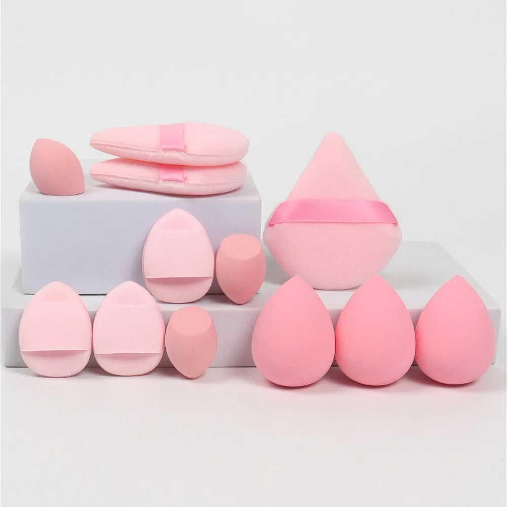 12Pcs All-Purpose Makeup Sponge Set Cosmetic Blender Beauty Eggs Velvet Triangle Powder Puff Finger Puffs Make Up Accessories Beauty World Shop