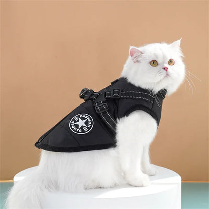 Thick and Warm Waterproof Pet Clothes Dog and Cat Cotton Coats Winter Chest and Back Cat Cotton Vests Dog Supplies
