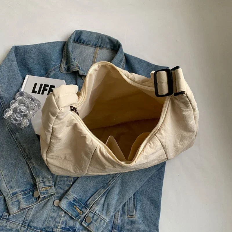 Trendy Women's Soft Cloth Shoulder Bag Solid Color Student 2026 Spring Y2k Casual Style Big Handbags Crossbody Bags for Women Beauty World Shop