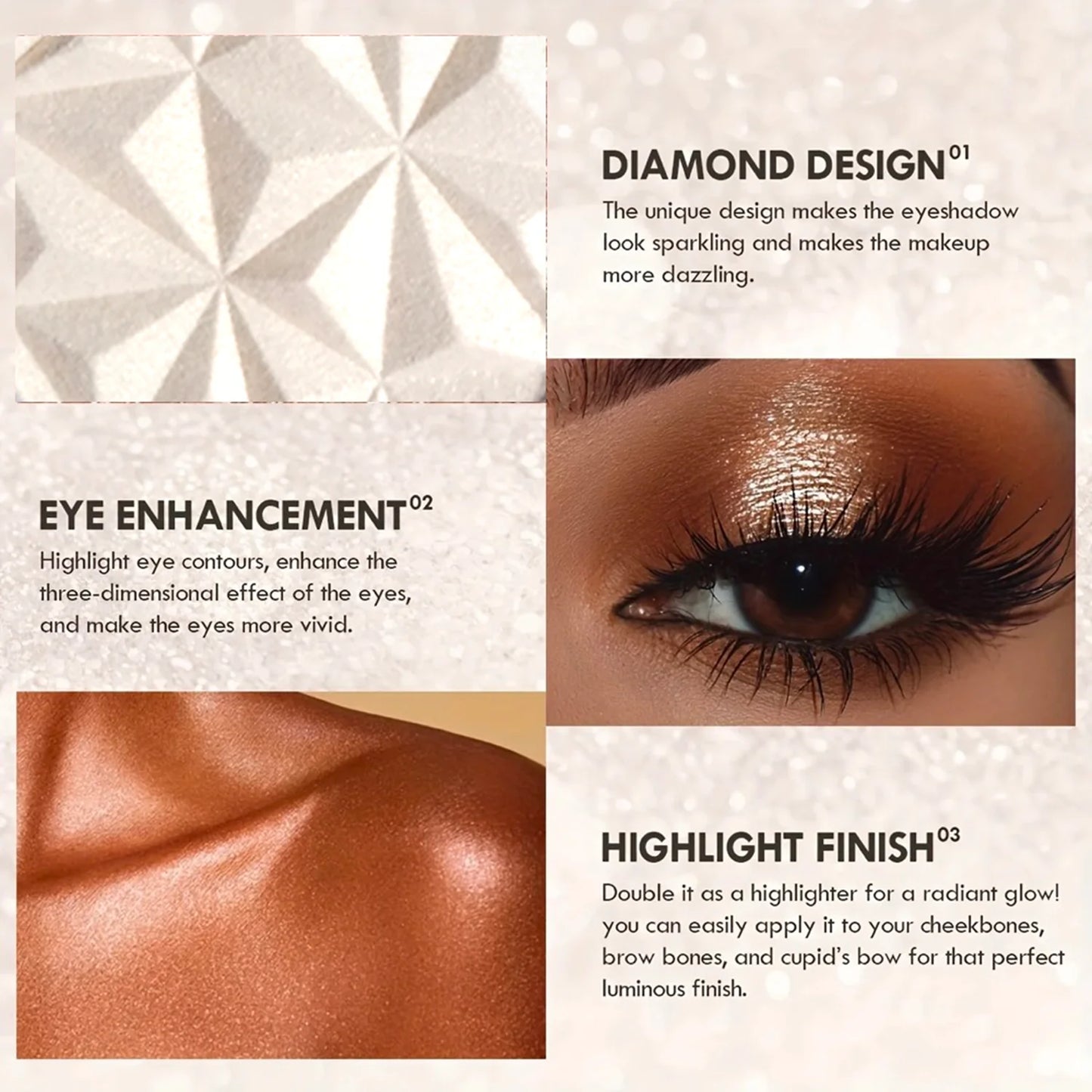 Shimmer Diamond Glow Highlighter – 2-Color Palette for Contour, Brighten, Radiant Skin, Festival & Party Makeup Essential Tool Beauty World Shop