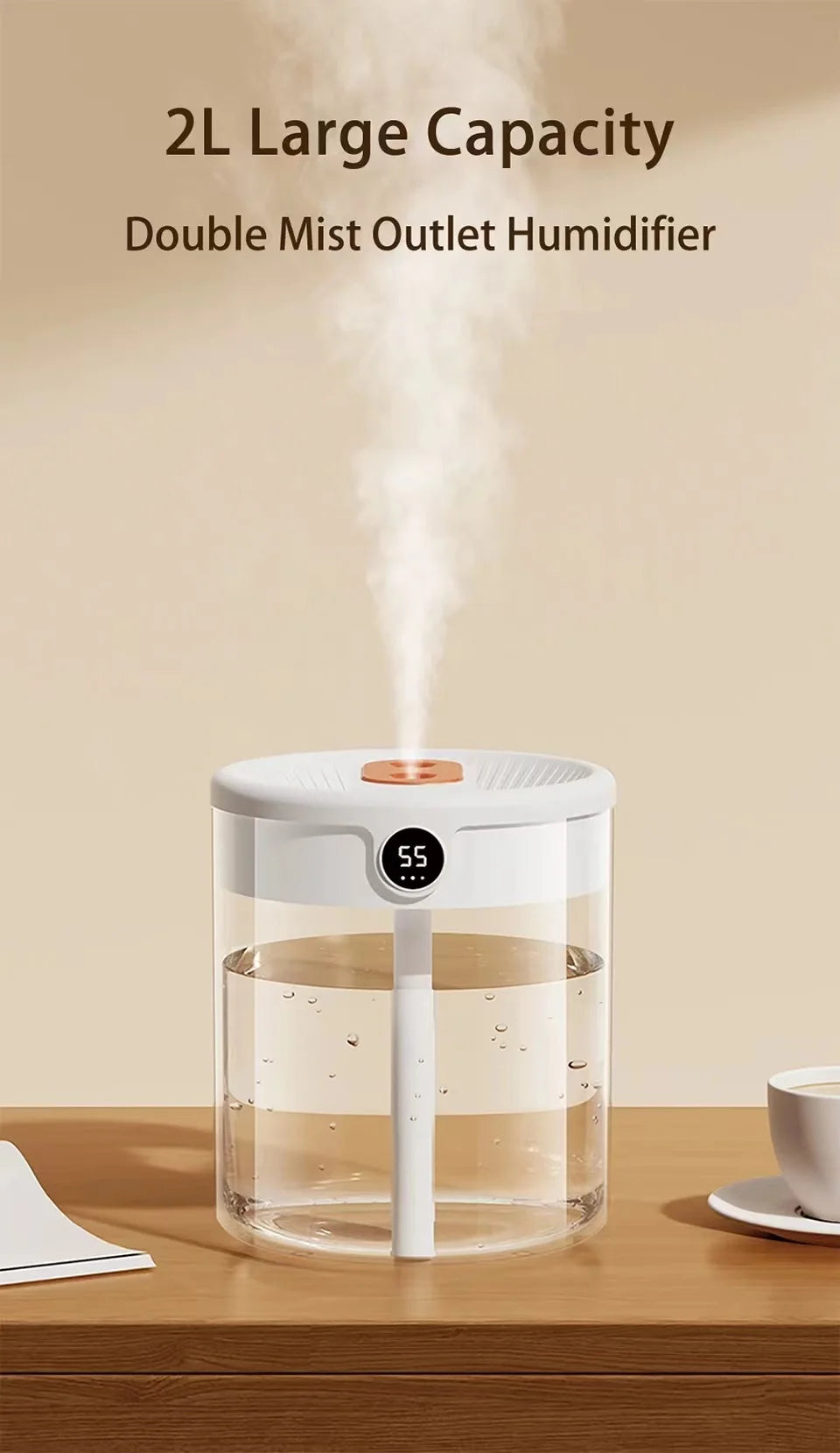 2L Humidifier Household Small Large Capacity Mute Bedroom Usb Office Desktop Portable Student Two Port Spray Water Supplement Beauty World Shop