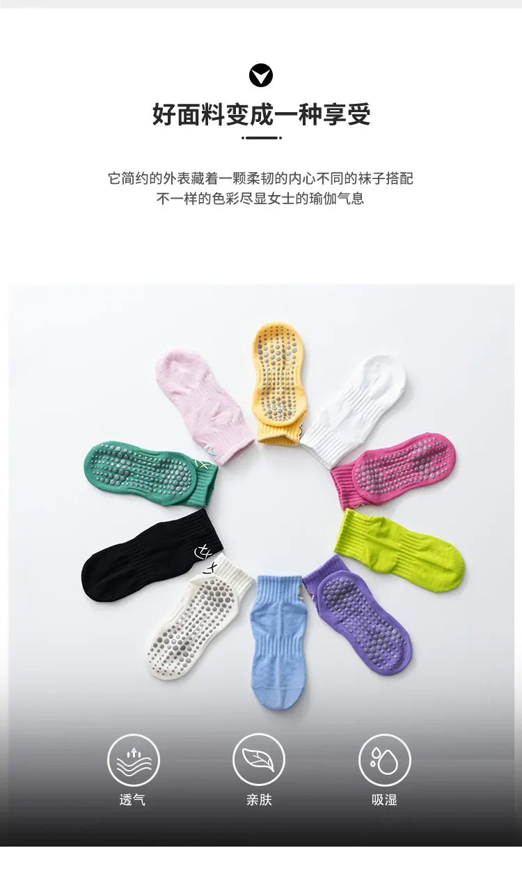 Simple Non-slip Breathable Yoga Socks Women Pilates Socks  Indoor Dance Fitness Gymnastics Professional Training Sports Socks Beauty World Shop