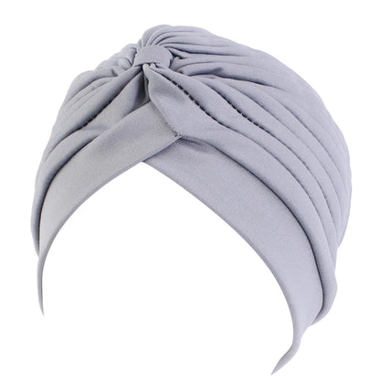 New Knotted Ruffle Turban Ladies Soft Headscarf Casual Streetwear Female Muslim Hijab Indian Hats Cancer Chemo Cap Turbante Beauty World Shop