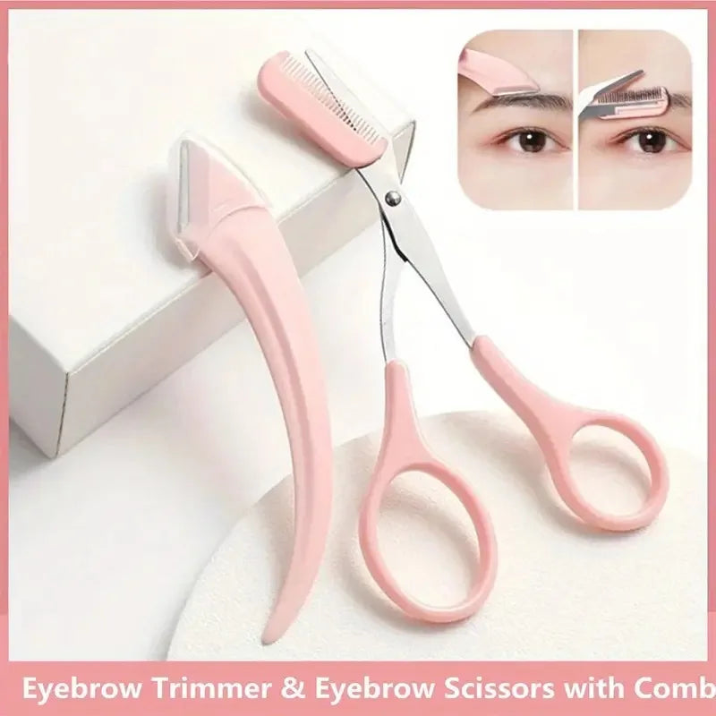 Eyebrow Trimmer Set, Curved Eyebrow Razor, Eyebrow Scissors With Comb, Convenient Easy Beauty Tools For Beginners Beauty World Shop