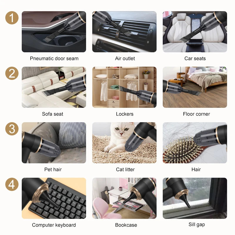 Wireless Car Vacuum Cleaner for Cleaning Bedroom Carpets Portable High Power Function Home Appliance Cleaning Machine Beauty World Shop
