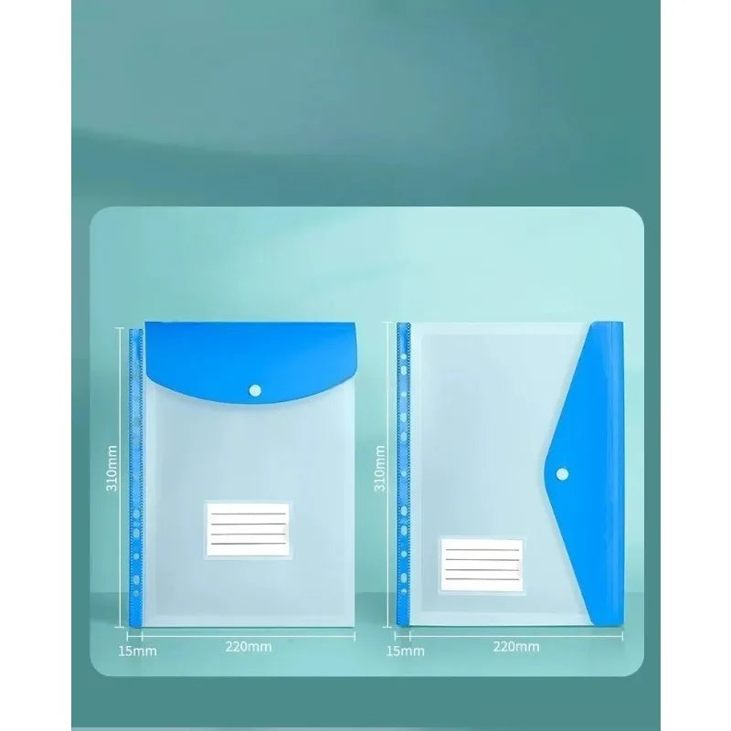 Pack of 6 A4 Plastic Covers with 11 Holes Adhesive Closure Compatible with 2/3/4 Rings for School And Office Supplies Beauty World Shop