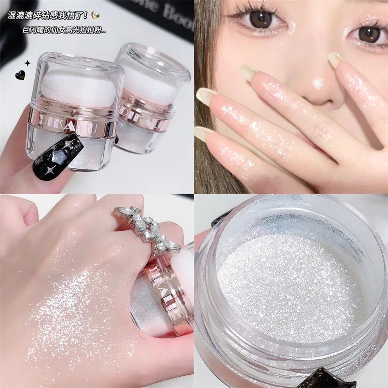 Sparkling Fairy Powder Highlighter -Shimmering Contour Blush for Brightening and Defining Your Features Create a Sparkling Look Beauty Trend Shop