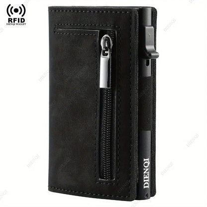 Anti-theft Credit Card Holder Men Wallets Rfid Blocking Aluminum Leather Pop Up Minimalist Wallet Cardholder Wallets for Men Beauty World Shop