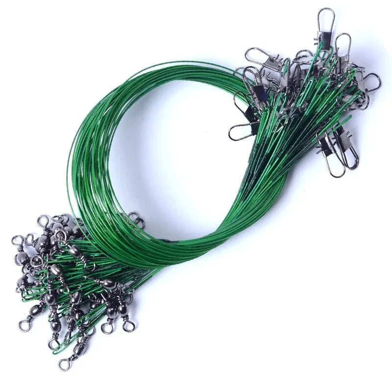 20pcs Anti Bite Steel Fishing Line Steel Wire Leader With Swivel Fishing Accessory Lead Core Leash Fishing Wire 15CM-50CM Beauty World Shop