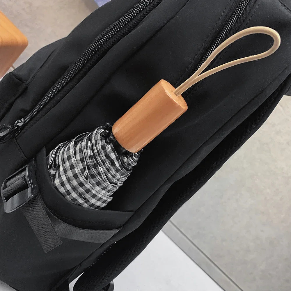 Large Capacity Solid Color Student Backpack Junior and High School Simple Black Travel Backpack Beauty World Shop