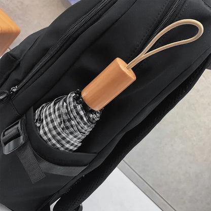 Large Capacity Solid Color Student Backpack Junior and High School Simple Black Travel Backpack Beauty World Shop