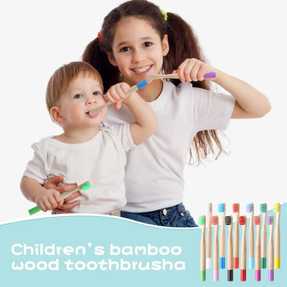 10pcs Round Handle Adult & Children Natural Eco Friendly Travel Tooth Teeth Brush Bamboo Toothbrush With Medium Hard Bristlesth Beauty World Shop