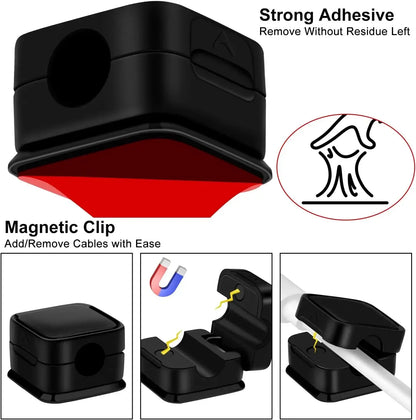 6PCS Magnetic Cable Clips Cable Smooth Adjustable Cord Holder Under Desk Cable Management Wire Keeper Cable Organizer Holder Beauty Trend Shop