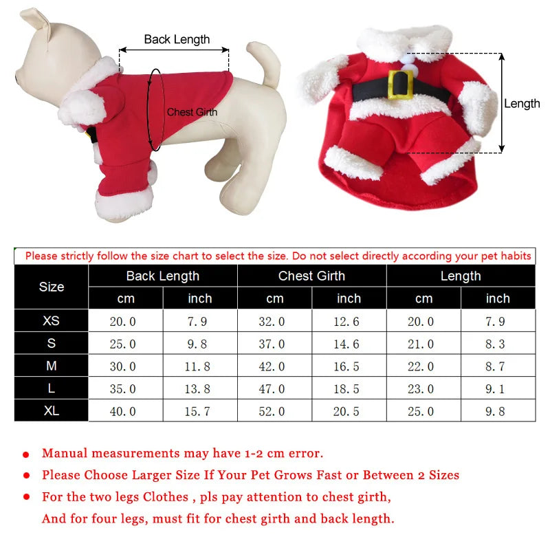 Christmas Pet Costume For Small Dogs Cats Funny Santa Claus Cosplay Dog Jumpsuit For Party Cute Pets Clothes Chihuahua Pug Coat