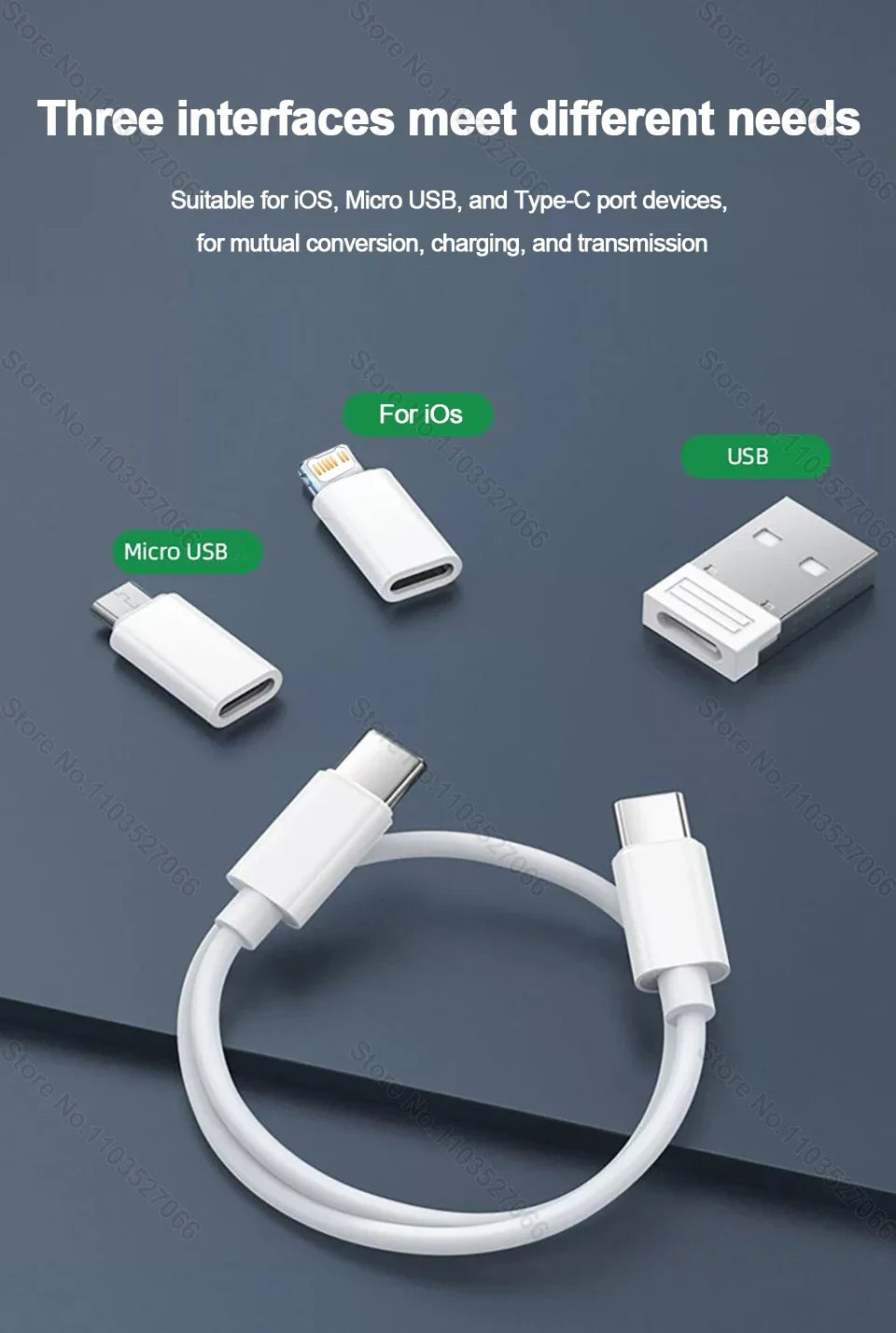 PD 60W Multifunctional USB Type C Data Cable Set Fast Charging For iPhone Xiaomi Samsung Charger Adapter Pin Storage Travel Box Beauty World Shop