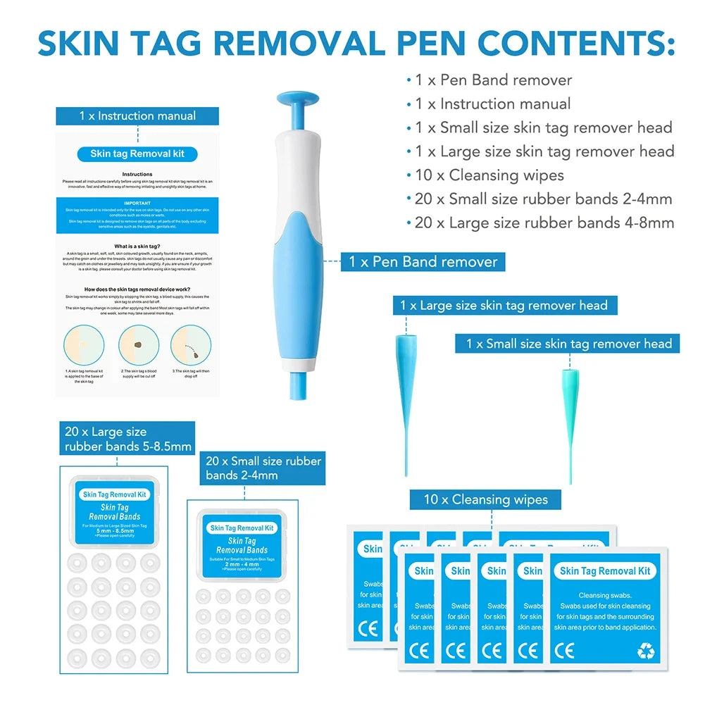 2 In 1 Face Mole Removal Tool Kits,Rubber Rings,Face Beauty Accessories Wart Tag Remover Kit  Supplies Body Wart Dot Treatments Beauty World Shop