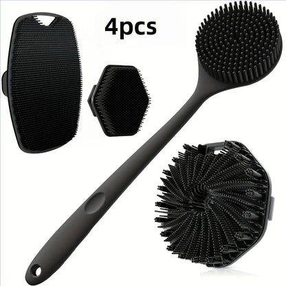 4-piece bath brush set Soft silicone bath brush with non-slip handle, easy to clean and rinse, perfect for use in the bath Beauty World Shop