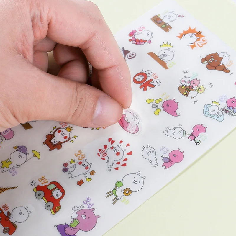 6Pieces/Set Transparent Pvc Waterproof Cartoon Sticker DIY Hand Account Decorative Stickers Kawaii Phone Cup Stickers Beauty World Shop