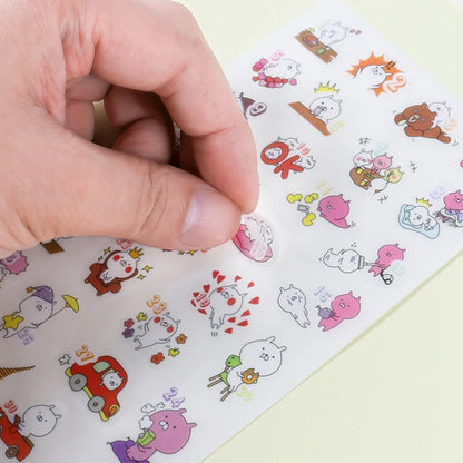 6Pieces/Set Transparent Pvc Waterproof Cartoon Sticker DIY Hand Account Decorative Stickers Kawaii Phone Cup Stickers Beauty World Shop