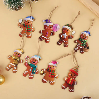 12/24pcs Christmas Gingerbread Man Ornaments Xmas Tree Wooden Hanging Pendants 2026 New Year Party Home Decoration Kids DIY GIft Beauty World Shop